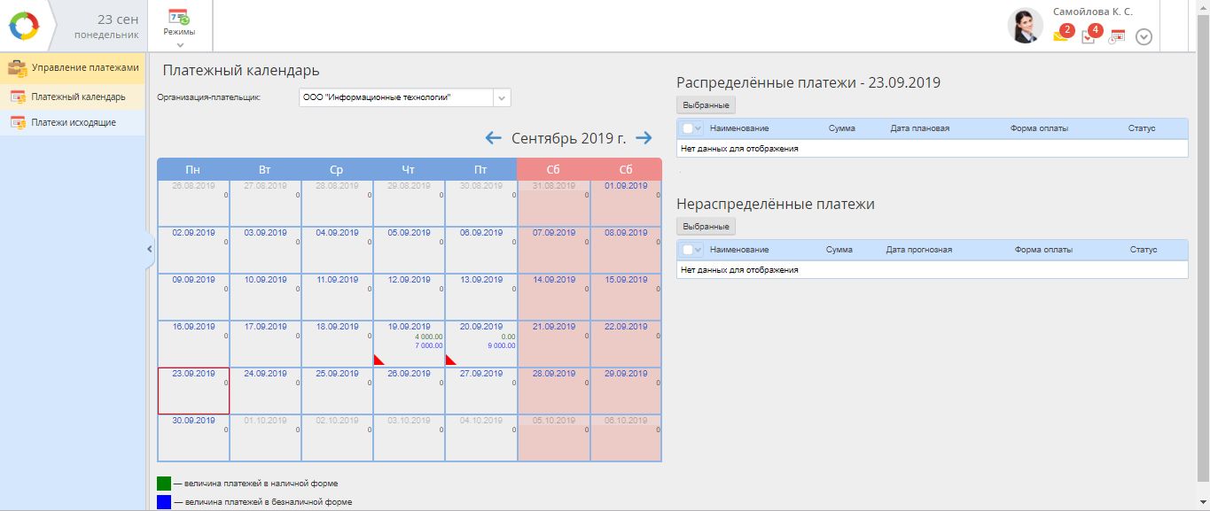 Пример платежного календаря предприятия